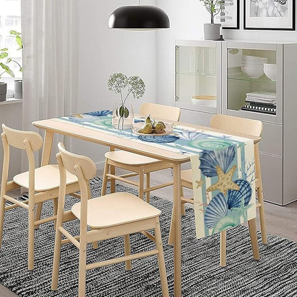Sea Shell Starfish Table Runner, Spring Summer Ocean Theme Nautical Coastal - Image 3