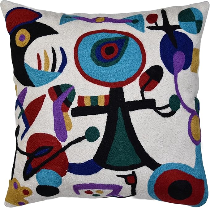 Picasso Inspired Decorative Pillow Cover Hand Embroidered Abstract Toss Pillows by Kashmir+Designs