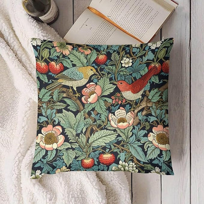 William Morris Floral Original Throw Pillow Covers Boho Chic Retro Floral Bird - Image 4