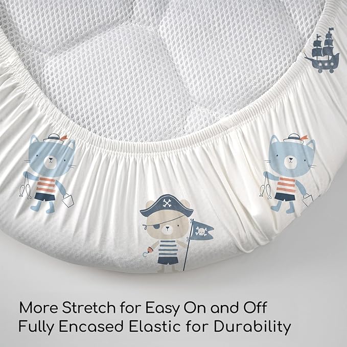 Baby Bassinet Sheets Girl Boy, Stretch Fitted Bassinet Sheet Set 3 Pack - Image 5