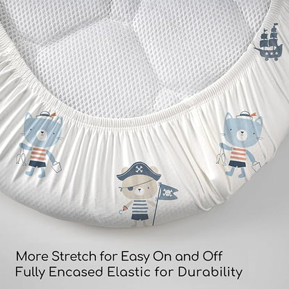 Baby Bassinet Sheets Girl Boy, Stretch Fitted Bassinet Sheet Set 3 Pack - Image 5