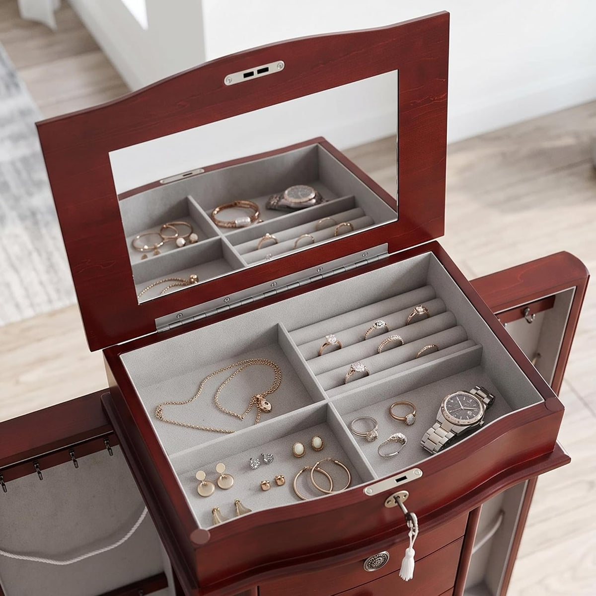 hives and honey nora jewelry armoire cabinet with, close-up detail