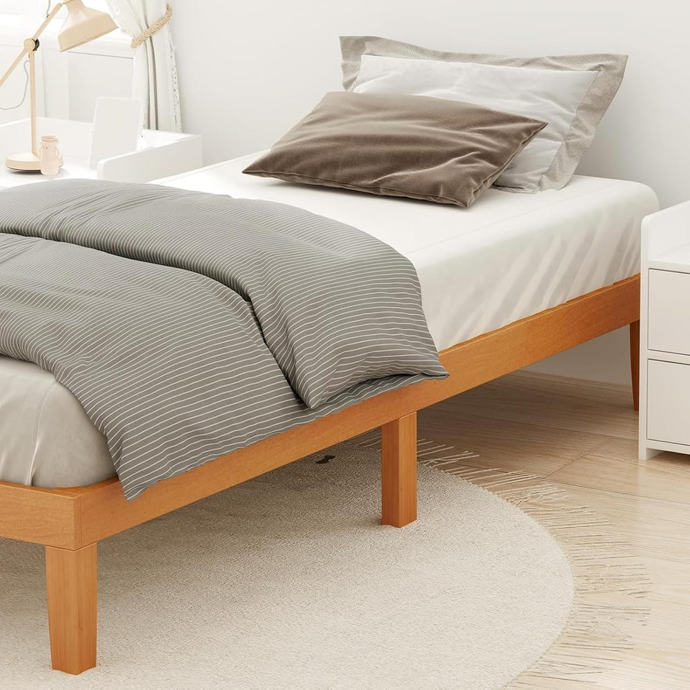Sweetcrispy Wooden King Bed Frame, Platform Bed Frame, 12 Inch