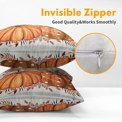 Fall Pumpkins Outdoor Pillows 18x18 Inch Set of 2 Autumn Harvest Pumpkin - Image 3