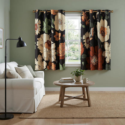 jinchan black boho floral blackout curtains 63 inch, view 9