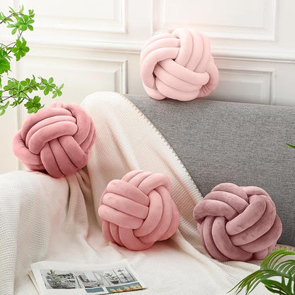 Yerliker 4 Pcs Knot Pillow Ball, 8.7 Inches Soft Home Decorative Round Throw - Image 4