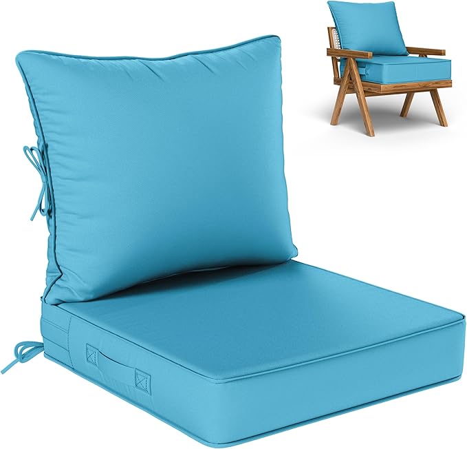 Outdoor Seat Cushion Set 22 L × 22 W × 4 H Inch Waterproof & Fade Resistant by VisitheKimunukStore