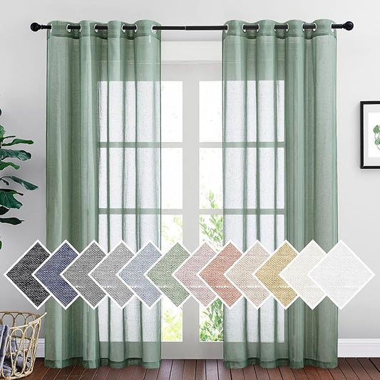 NICETOWN Linen Sheer Curtains Flax Textured by NICETOWN