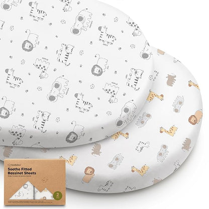 2-Pack Organic Bassinet Sheets for Girls, Boys by KeaBabies