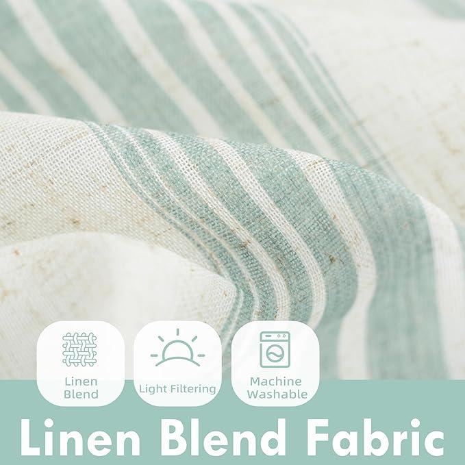 DriftAway Farmhouse Vertical Striped Linen Blend Textured Light Filtering Semi - Image 2