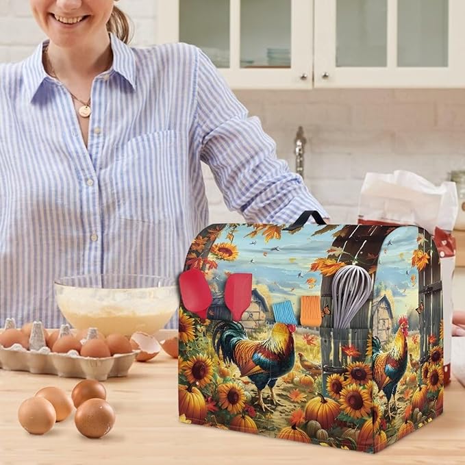 Stand Mixer Cover Rooster Sunflower Stand Mixer Dust Cover Kitchen Counter Food - Image 5