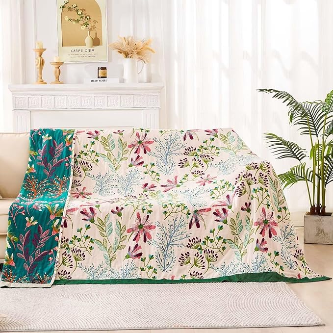 Boho Throw Blanket for Bed, 100% Cotton Soft Rustic Quilt Fall Blanket - Image 2