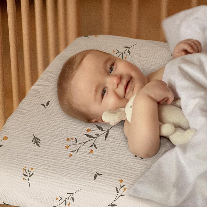 Gllquen Baby Muslin Mini Crib Sheets 3 Pack, Breathable Pack and Play Sheets - Image 2