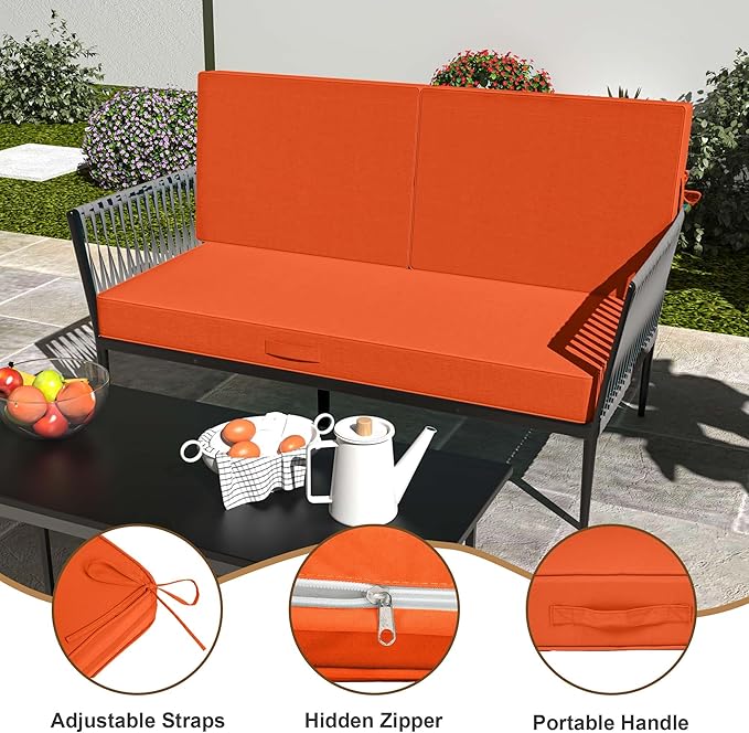 Outdoor Loveseat Cushion Set 46 x 26 Inch, Waterproof & Fade-Resistant Deep - Image 5