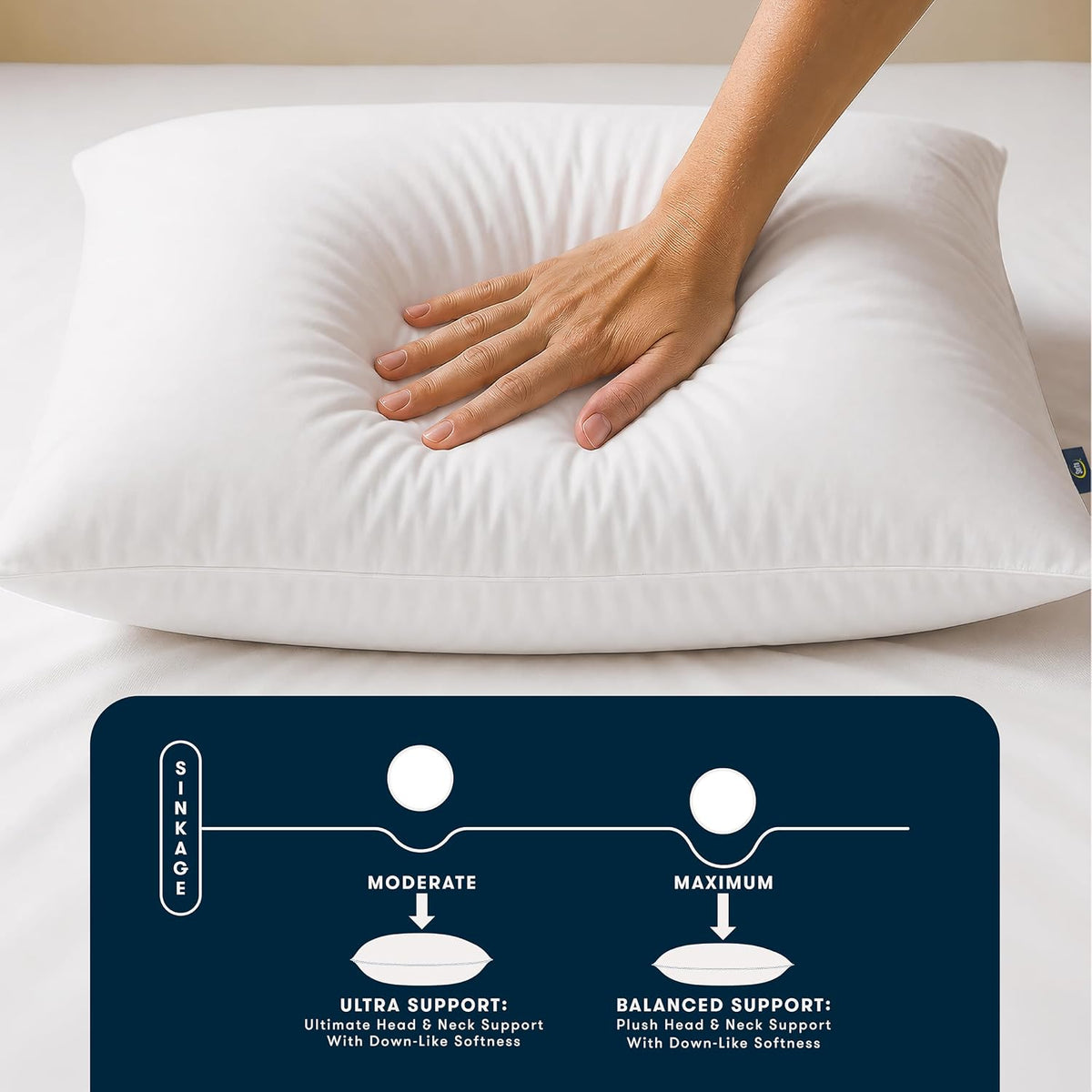 serta down illusion balanced support cotton pillows,standard/queen (2, close-up detail