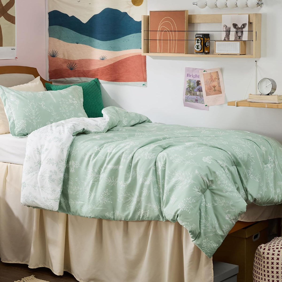 bedsure twin comforter set floral twin bedding sets, main product view