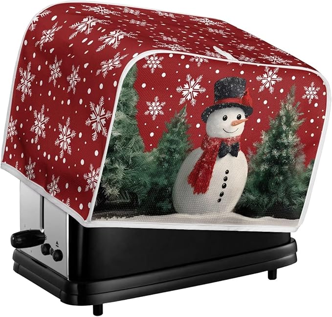 Snowman Snowflake Printed Toaster Oven Cover Kitchen Machine Covers, 4 Slice - Image 5