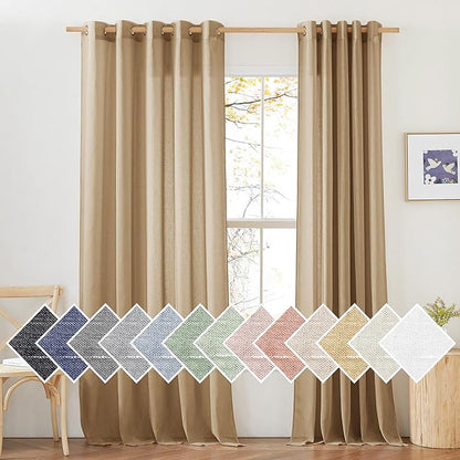 NICETOWN Sheer Linen Curtains for Sliding Glass Door, Grommet Semi Sheer Linen by NICETOWN
