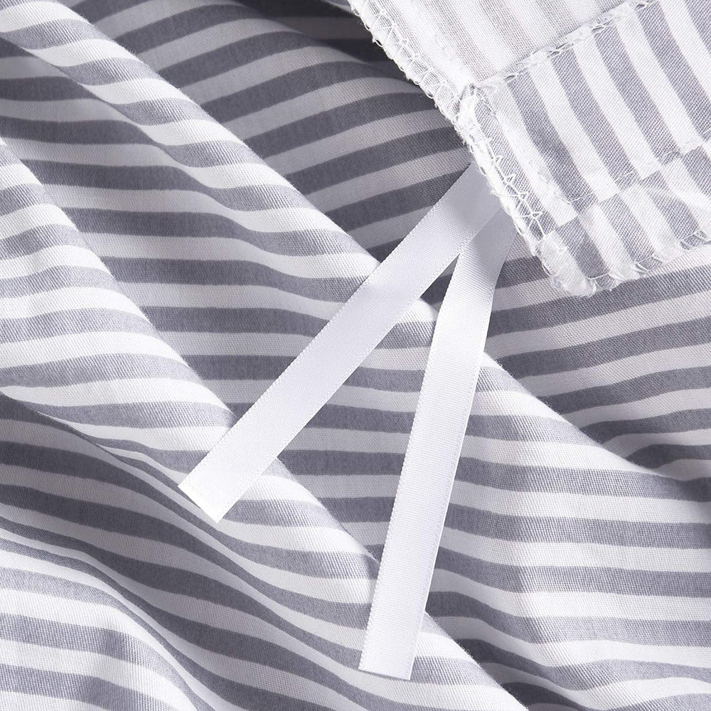 Wake In Cloud - Striped Cotton Duvet Cover Set, Ticking Stripe Pinstripe Farm...