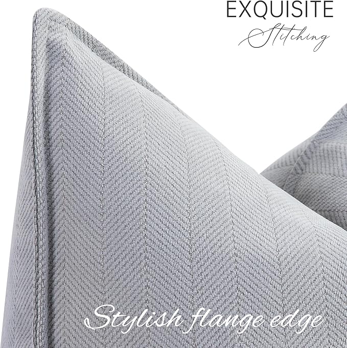 ZWJD Light Gray Pillow Covers 12x20 Set of 2 Chenille Throw Pillow Covers - Image 2