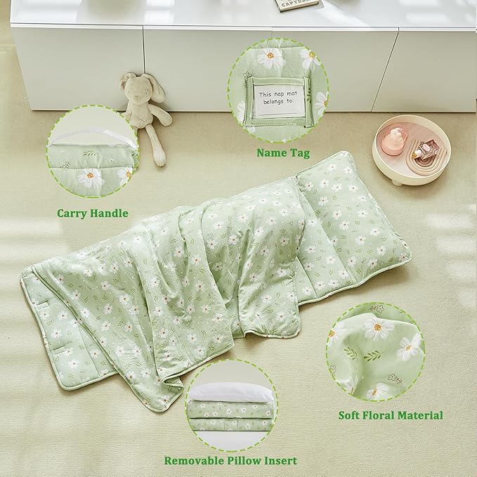 Toddler Nap Mat with Removable Pillow, Ultra Soft Slumber Bags - Image 5