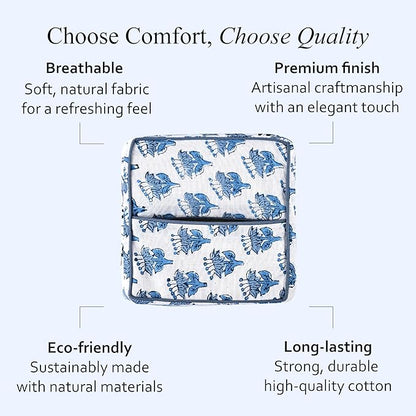 CPC Apatite Blue Hand Block Printed Cotton Tissue Box Cover 5" x 5" x 5.5" - Image 8