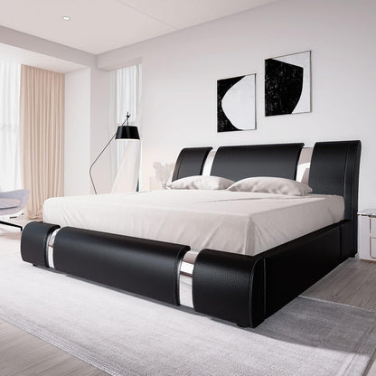 allewie king bed frame with iron piece decor, main product view