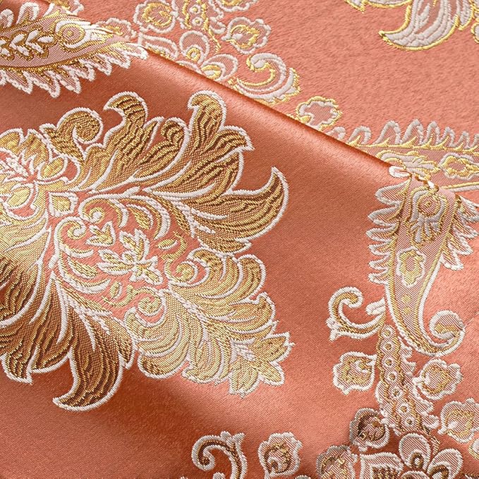 ELKCA Golden Damask Jacquard Swag Waterfall Valance Luxury Curtain Valance - Image 9