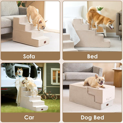 eheyciga dog stairs for bed 18" h, 4-step on a desk or shelf