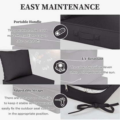 Outdoor Seat Cushion Set 24 L × 24 W × 5 H Inch Waterproof & Fade Resistant - Image 4