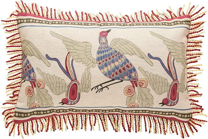 patdrea Designer Throw Pillow Covers 12"x20", Vintage Red Flying Bird Pattern by Welcometopatdrea