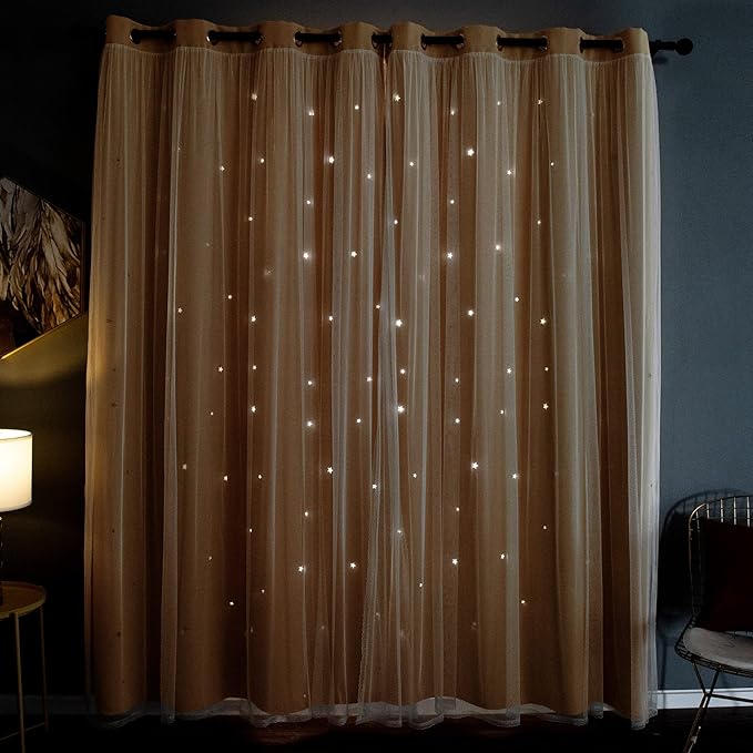 Kinryb Kids Blackout Curtains for Bedroom/Living Room/Classroom, Sheer Overlay by Kinryb