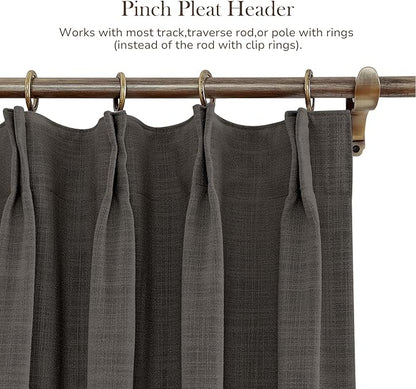 TWOPAGES 84 W x 84 L inch Pinch Pleated Curtain Room Darkening Linen Drapery - Image 4