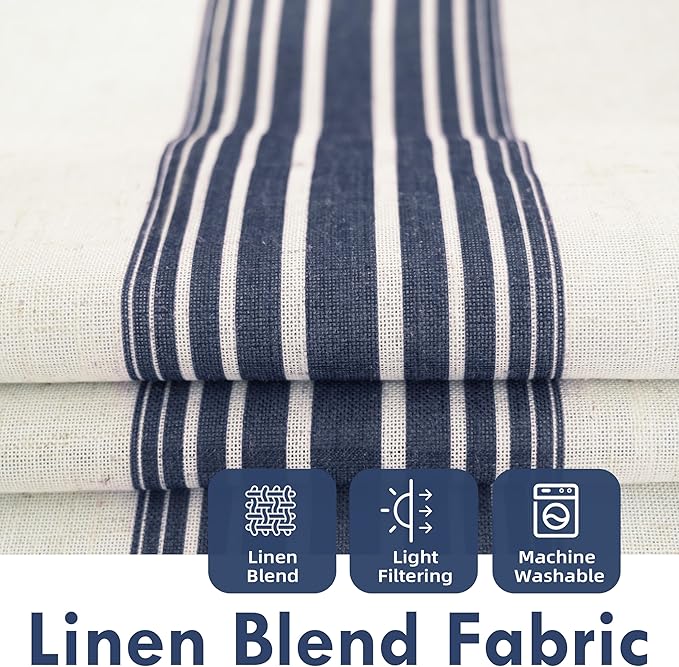 DriftAway Farmhouse Vertical Striped Linen Blend Textured Light Filtering Semi - Image 2