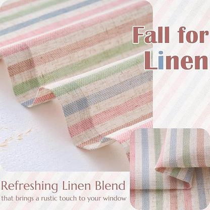 jinchan Striped Linen Kitchen Curtains 30 Inches Christmas Tier Curtains - Image 6