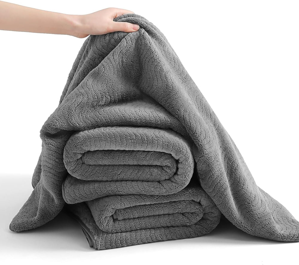 4 Piece Extra Large Bath Towel 35"x70" Oversized Bath Sheet Grey Ba...