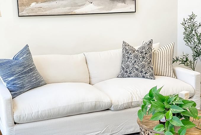 Designer Floral Print on Natural Linen Pillow Cover, Boho Pillow Cover - Image 7