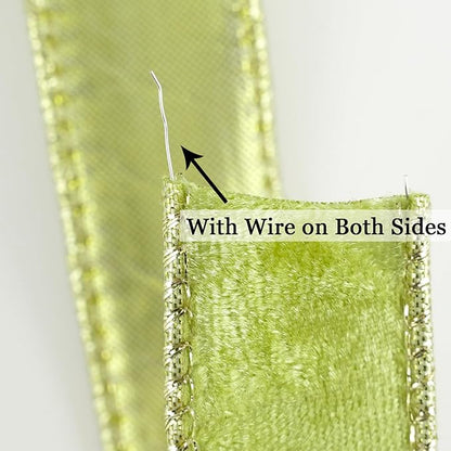 MEEDEE Moss Green and Gold Velvet Ribbon - Image 4
