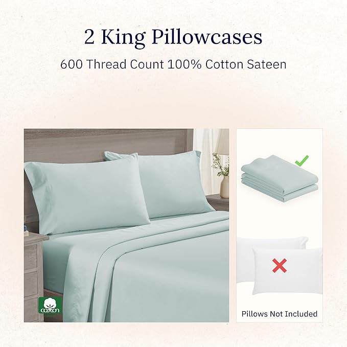 CALIFORNIA DESIGN DEN Luxuriously Soft Hotel Quality 600 Thread Count, 100% - Image 2