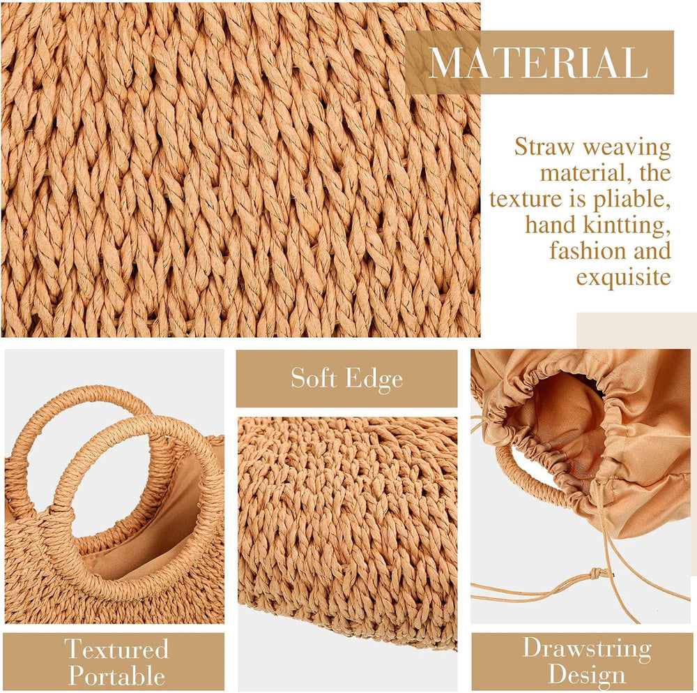 Frienda Straw Tote Bag Summer Beach Bag Handmade Straw Rattan Woven Handbag f...