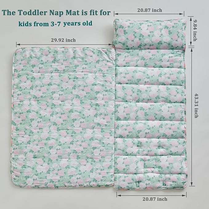 Toddler Nap Mat with Removable Pillow, Ultra Soft Slumber Bags - Image 2