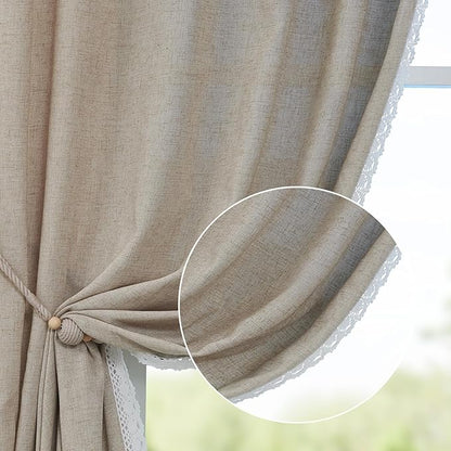 jinchan Linen Curtains for Living Room Bedroom Light Filtering Semi Sheer by JINCHAN