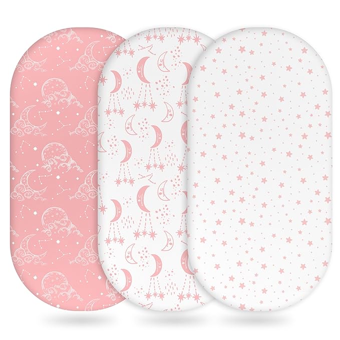 Baby Bassinet Sheets Girl Boy, Fitted Bassinet Sheet Set 3 Pack Bassinet by Unnivoll