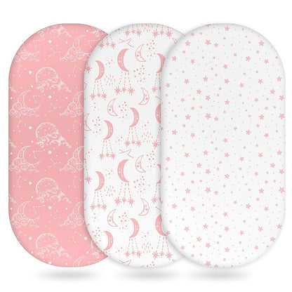 Baby Bassinet Sheets Girl Boy, Fitted Bassinet Sheet Set 3 Pack Bassinet by Unnivoll