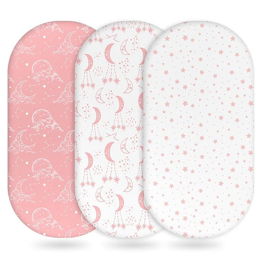 Baby Bassinet Sheets Girl Boy, Fitted Bassinet Sheet Set 3 Pack Bassinet by Unnivoll