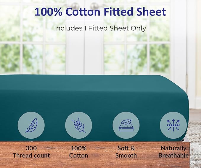 ROYALE LINENS 300 Thread Count 100% Long Staple Combed Cotton Fitted Sheet Twin - Image 3