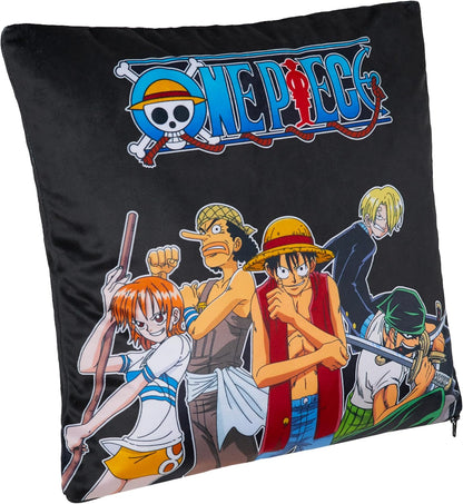 One Piece 2-Pc Cushion Cover Set, Pillow Covers for Bed, Couch, Rectangular 20x12 in, Square 14 x14 in, Luffy Straw Hat Anime Gifts for Boys