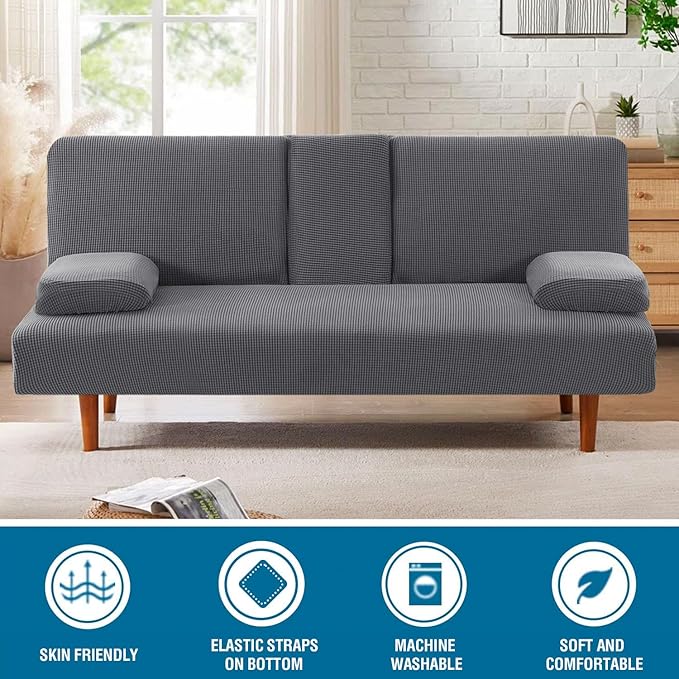 H.VERSAILTEX 4 Pieces Stretch Futon Covers Sofa Bed Slipcover - Image 3