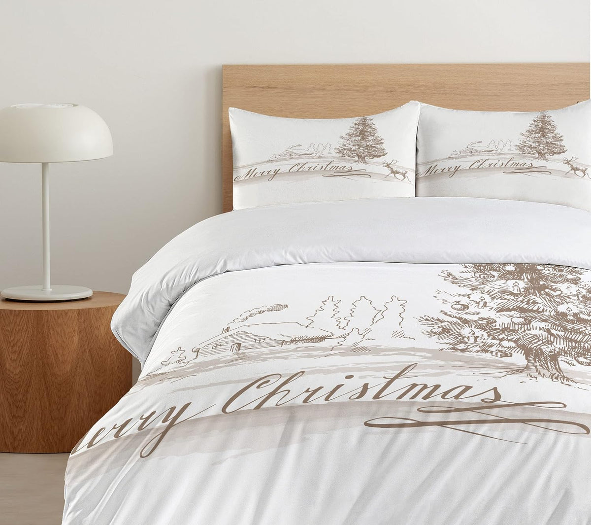 ambesonne christmas duvet cover set, romantic vintage new showing dimensions