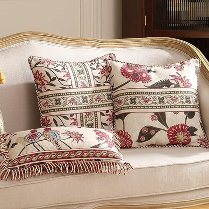 patdrea Designer Throw Pillow Covers, Vintage Red Linen Pillowcases - Image 7